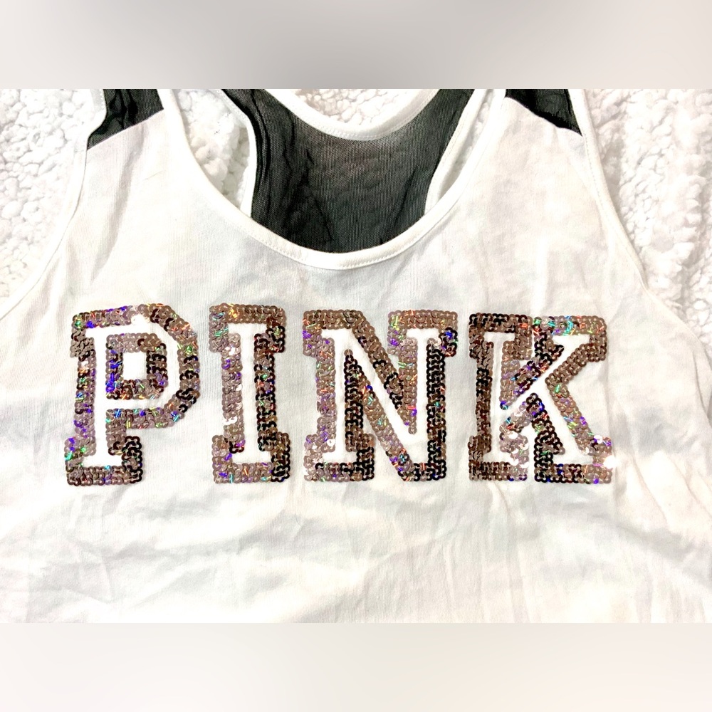 NWOT. VS PINK Bling Tank Top with Mesh Back.
